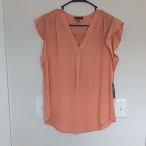 Vince Camuto Peach Blouse with Flutter Sleeves